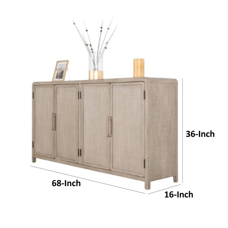 60 Inches 3 Drawer Wooden Server with 3 Doors, Brown