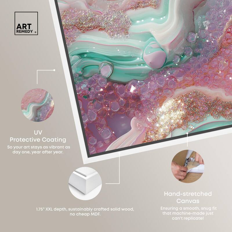 Pink and Mint Crystal III Canvas by Art Remedy