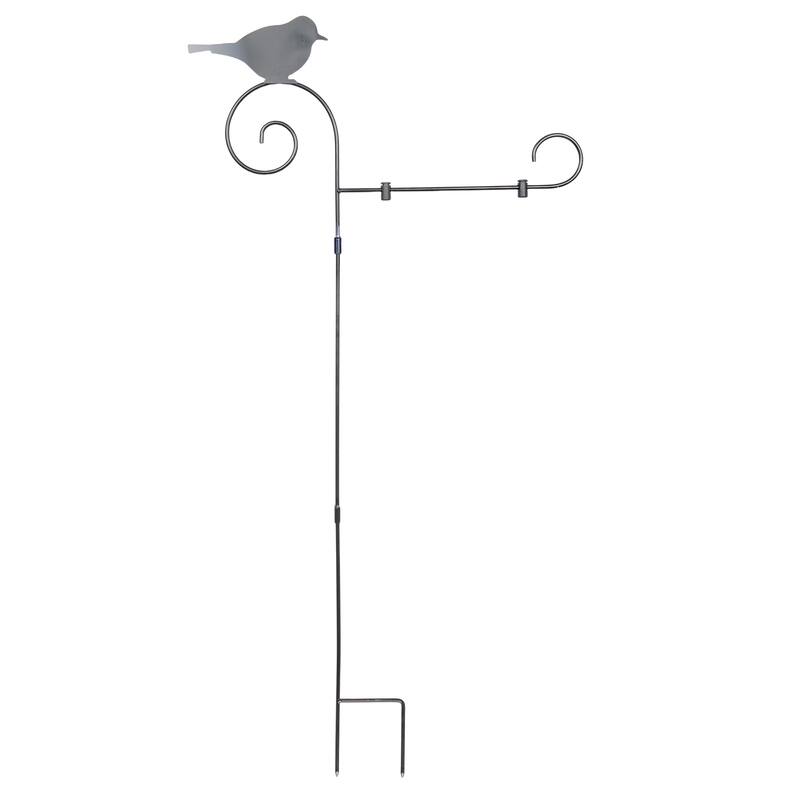 Alpine Corporation LJJ1792HH 45" Tall Bird Silhouette Garden Flag Holder Stake, Outdoor Metal Flagpole Stand for Yard, Pathway - Iron