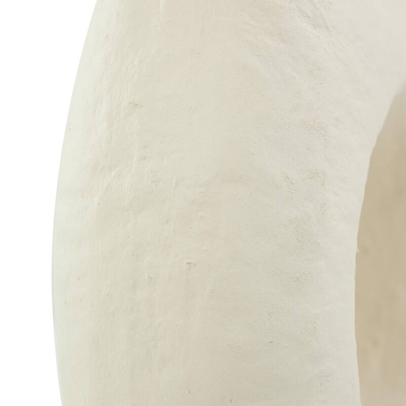 Paper Mache Abstract Rounded Decorative Vase with Double Openings - Beige - Roche River Decor