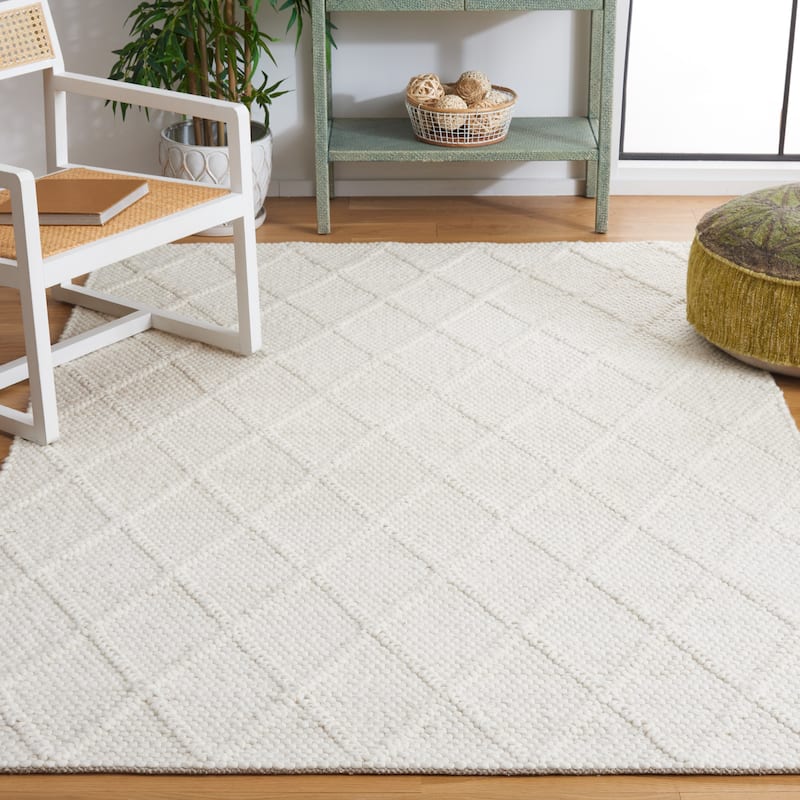 SAFAVIEH Handmade Natura Qiong Wool/ Viscose Trellis Rug - 3' x 5' - Ivory - Rectangle
