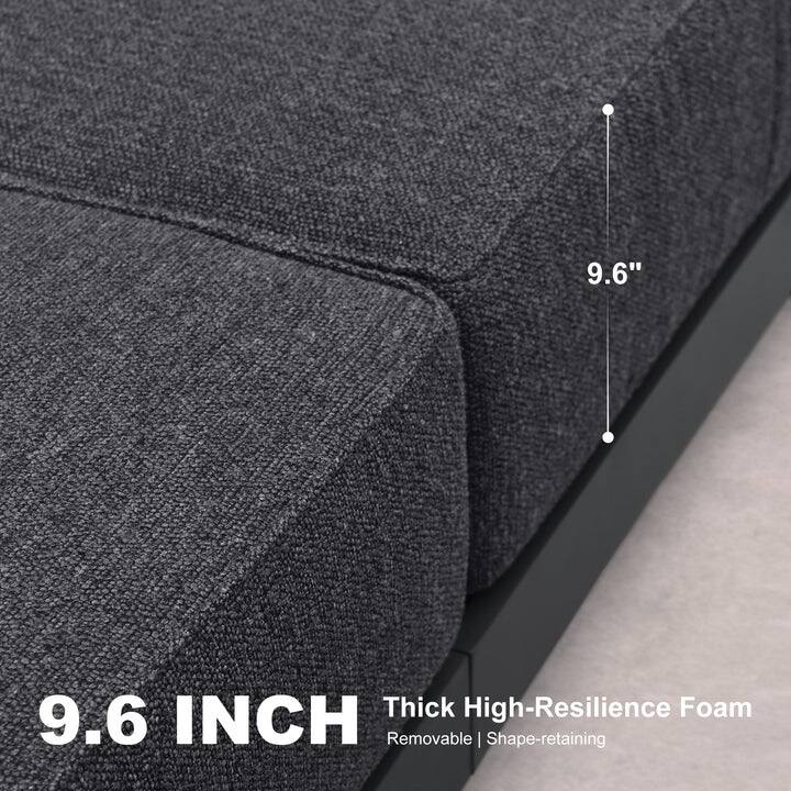 PURPLE LEAF Patio Furniture Set L-Shaped Outdoor Couch with 9.6" Thick Cushion Sofas for Yard Porch Deck, Grey with Table