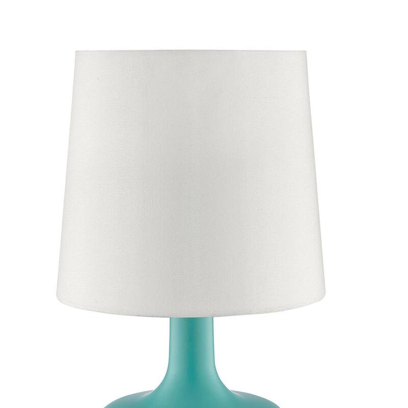 Metal Pot Belly Base Table Lamp with 3 Way Touch Light, White and Sky Blue