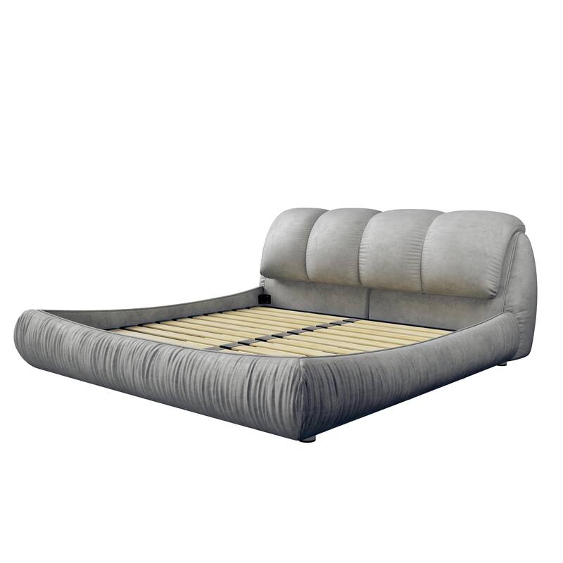 Upholstered Platform Bed with Oversized Padded Backrest