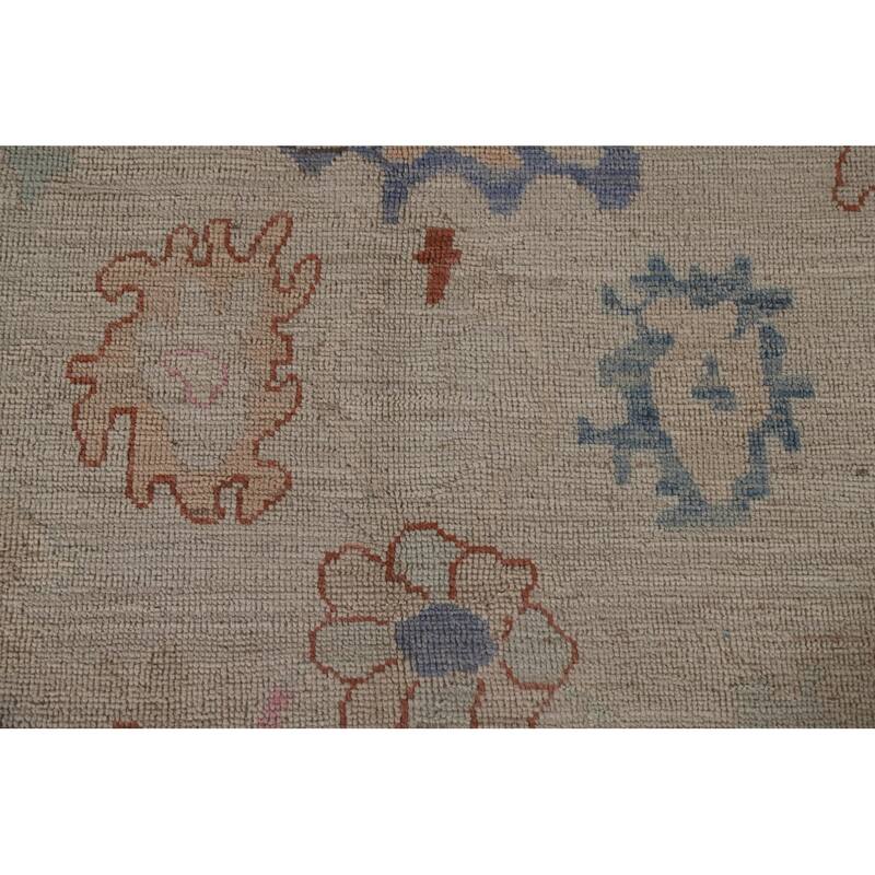 Vegetable Dye Oushak Turkish Area Rug Hand-knotted Wool Floral Carpet - 8'10"x 11'10"