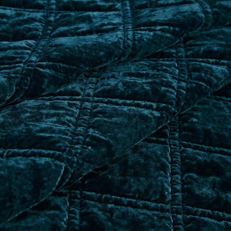 HiEnd Accents Stella Faux Silk Velvet Double Box Stitch Modern Rustic 3 Piece Quilt Set