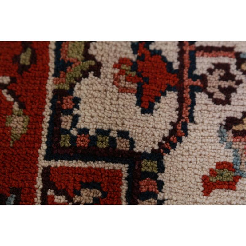 Hand Knotted Oriental 100% Wool Carpet Traditional Medallion Beige & Ivories Heriz (serapi) Area Rug - 10' 3'' X 7' 8''