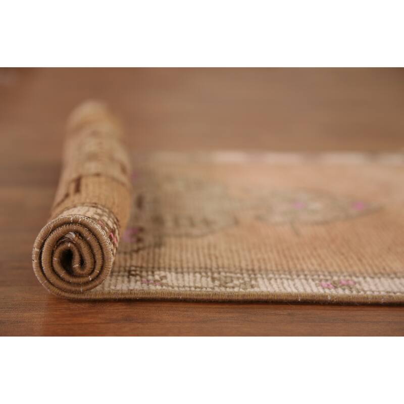 Hand Knotted Oriental 100% Wool Carpet Transitional Geometric Brown Anatolian Area Rug - 2' 7'' X 1' 10''