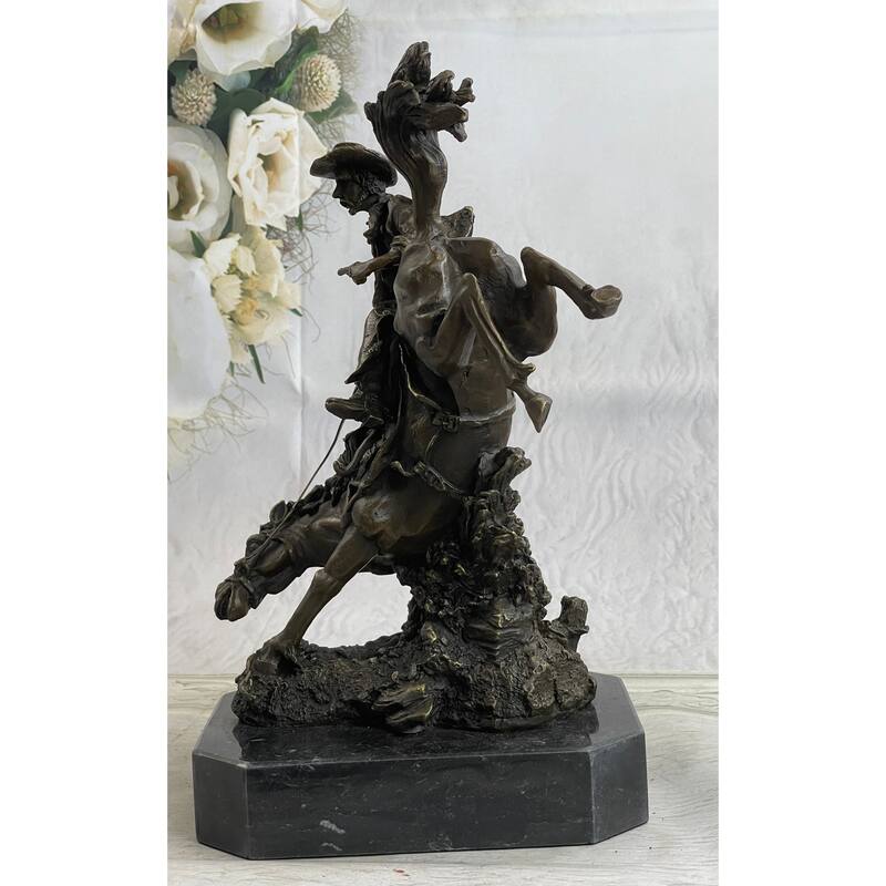 Large Arizona Cowboy Bronze Sculpture By Remington Cow Boy Figurine Figure Decor