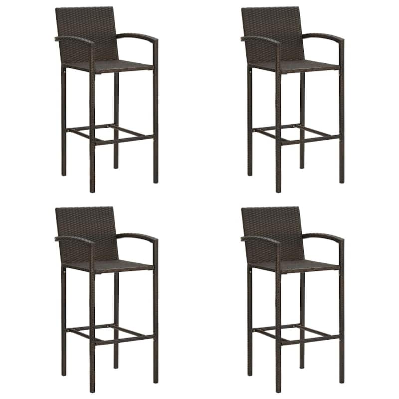 vidaXL Bar Stools 4 pcs Brown Poly Rattan - 20.5" x 22" x 46.5"