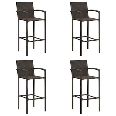 vidaXL Bar Stools 4 pcs Brown Poly Rattan - 20.5" x 22" x 46.5"