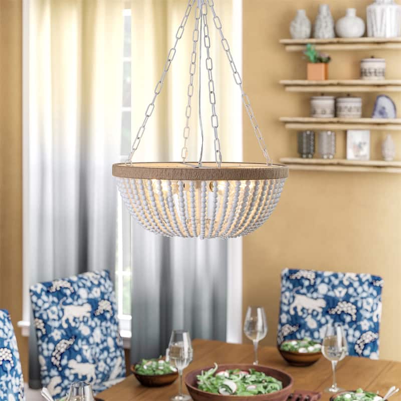 Bohemian style Wood Beaded Chandelier