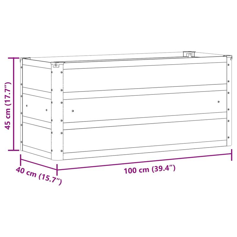 vidaXL Planter in Steel - 39.37 x 15.75 x 17.72"