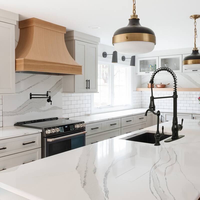 Pre-Rinse Spring Kitchen Faucet, Single Level with Pull Down Sprayer