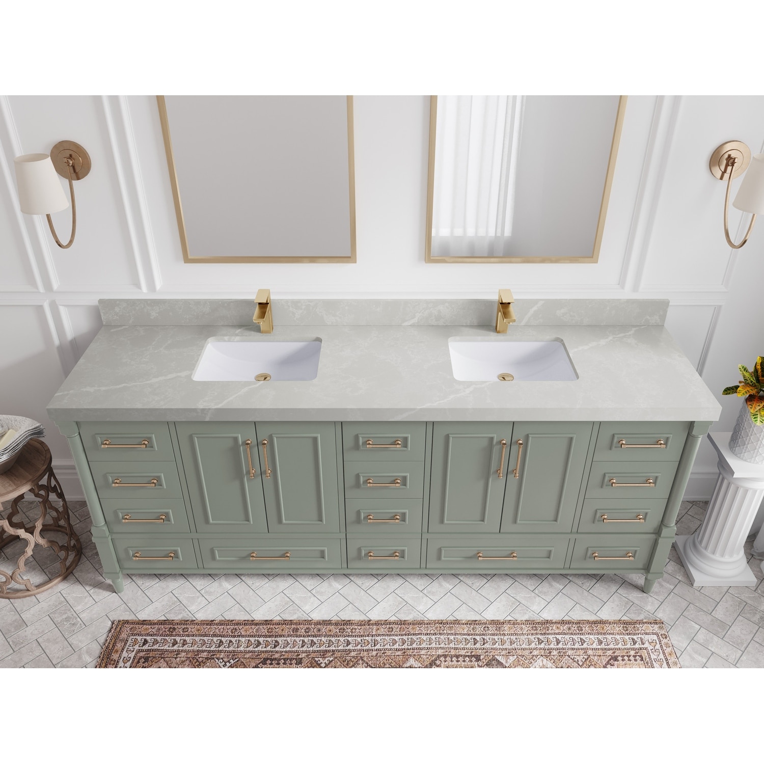 Willow Collections 84 in. W x 22 in. D Aberdeen Double Bowl Sink Bathroom Vanity with Countertop