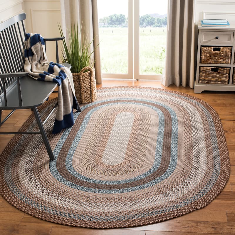 SAFAVIEH Handmade Braided Tomislava Country Rug - 7' x 10' Oval - Brown/Multi