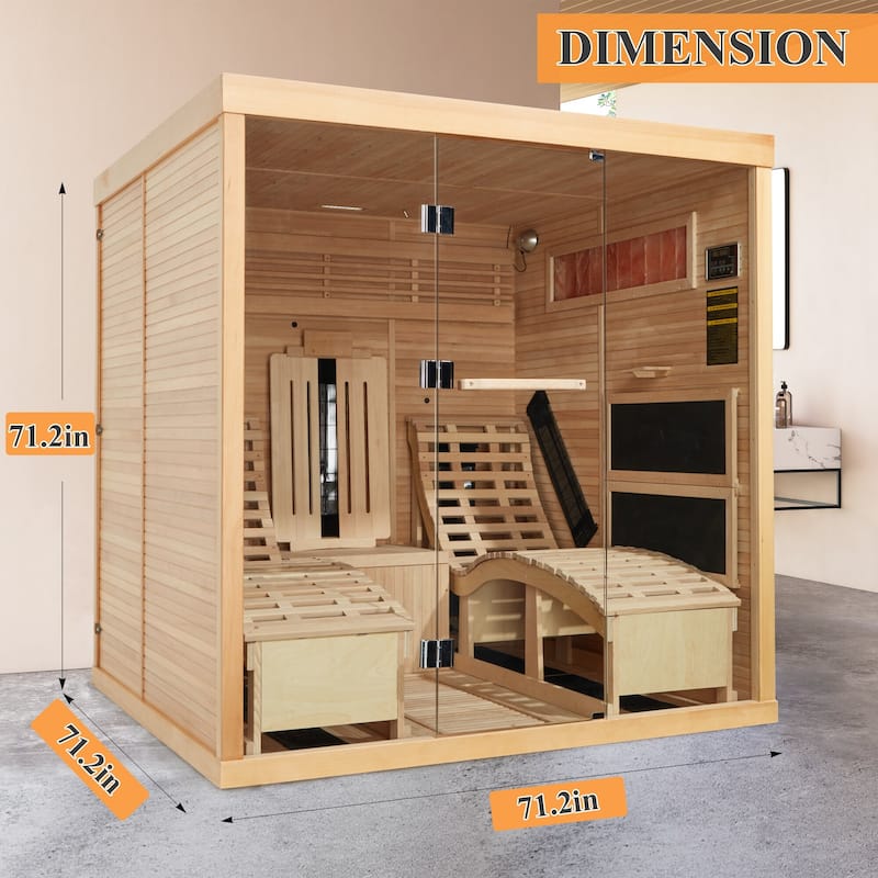 Infrared Sauna up to 4 Person with 15 Minutes Warm-up Heater Tube & Carbon Plate