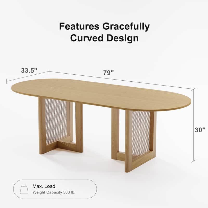Wooakway Solid Wood 67'' Oval Dining Table for 6-8 People Nordic style
