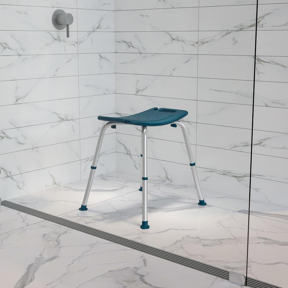 Tool-Free 300 Lb. Capacity, Adjustable Bath & Shower Chair w/Non-slip Feet - 17"D x 19"W x 14.5" - 21.5"H