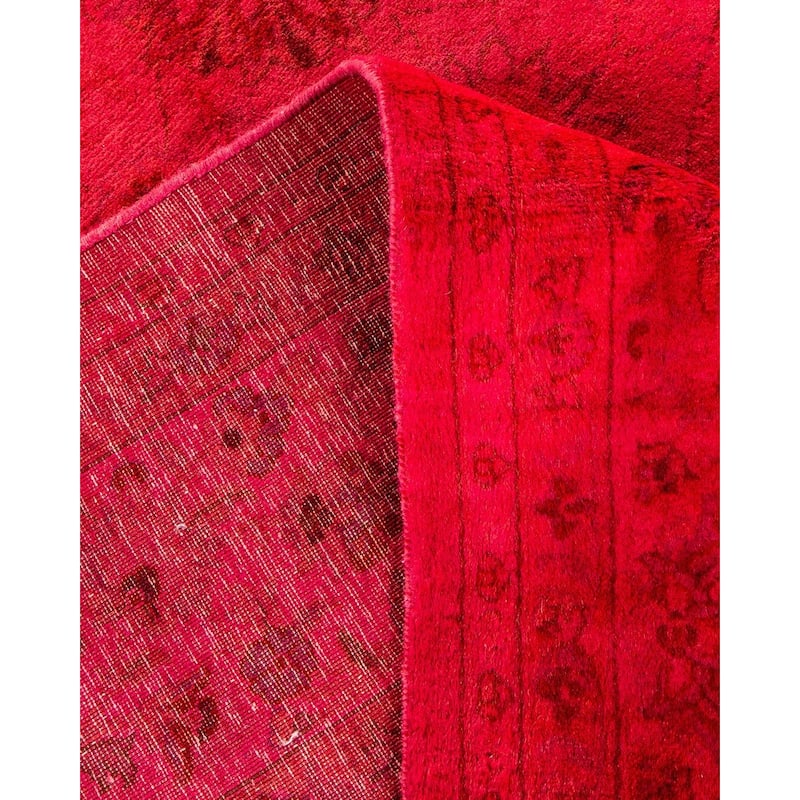 Overton Hand Knotted Wool Vintage Inspired Modern Contemporary Overdyed Pink Area Rug - 6' 1" x 8' 10"