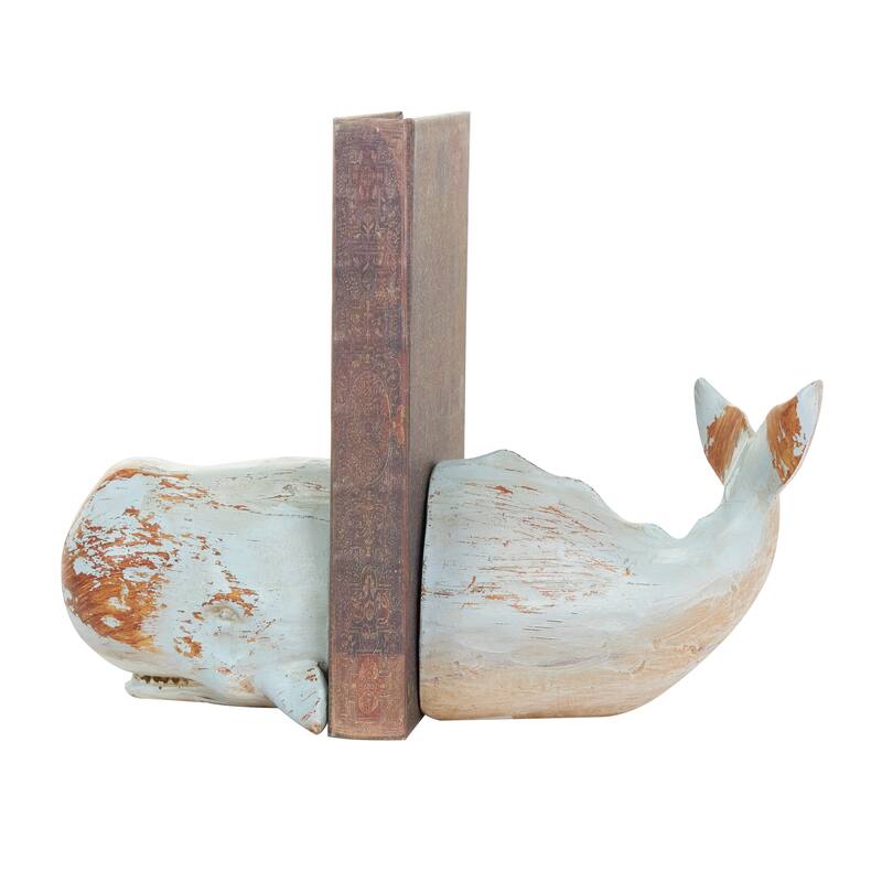 Gray Polystone Whale Decorative Bookends (Set of 2)