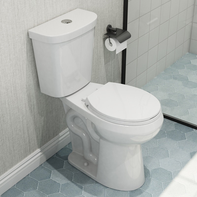 HOROW 21 in. Extra Tall 2-Piece Round Toilet in White with Comfortable Chair Height Seat - 21 Inch