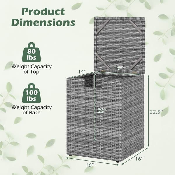 dimension image slide 1 of 3, Costway Propane Tank Cover Table,16 Inch Square PE Rattan Gas Tank - See Details