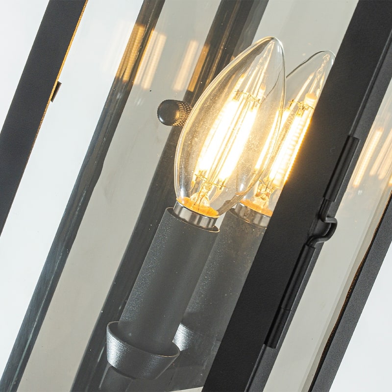 Modern Matte Black Outdoor Wall Light with Dusk-to-Dawn Sensor Simplicity Exterior Wall Sconce with Glass Shade for Porch Garden