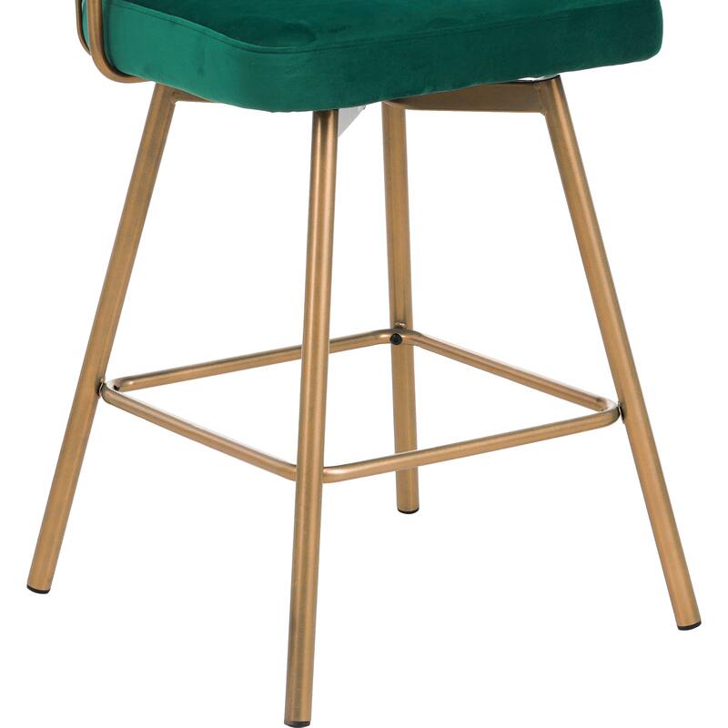 26" Counter Height Bar Stools Set of 2, 180° Swivel Upholstered Bar stools with Backs and Metal Legs