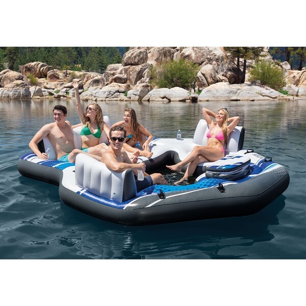 Intex Blue Tropic Inflatable Lake Island Water Float with Cooler