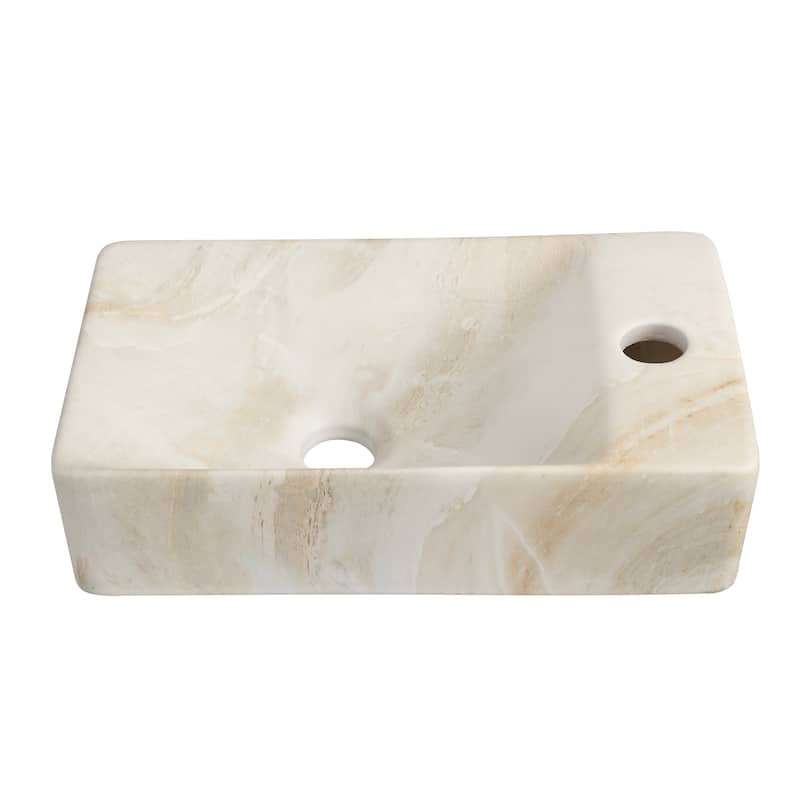 Felix Modern Wall Mounted Rectangular Ceramic Mini Sink, By JONATHAN Y - Beige Marble