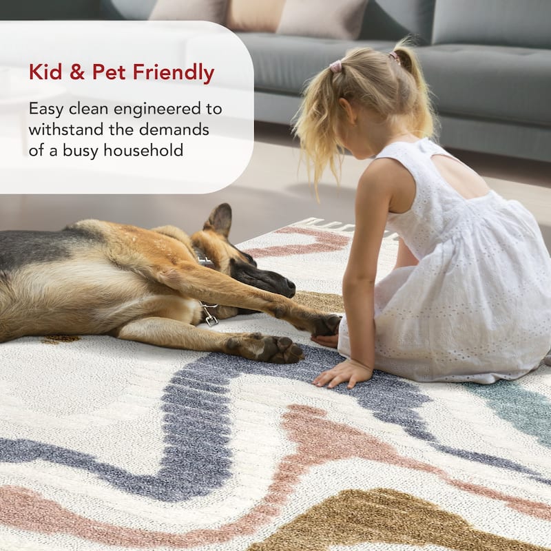 Nuloom Abstract Striped Kids Tassel Area Rug