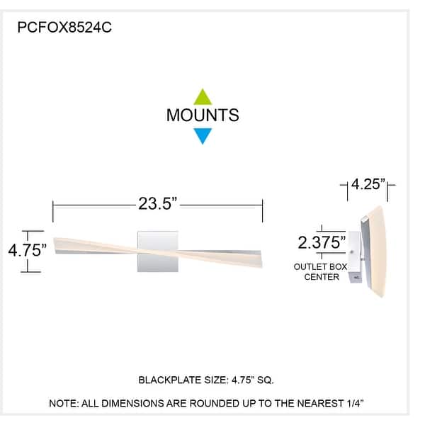 Fox Integrated LED Polished Chrome Bath Light with CCT Switch