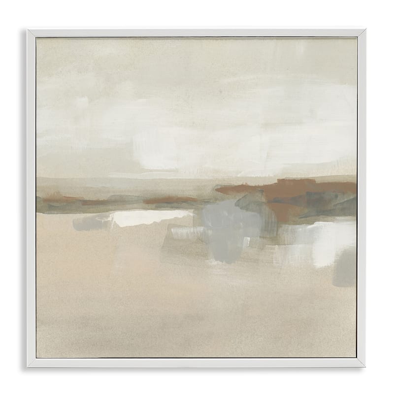 Stupell Abstract Neutral Land Framed Giclee Art Design By June Erica Vess - 24 x 24 - White