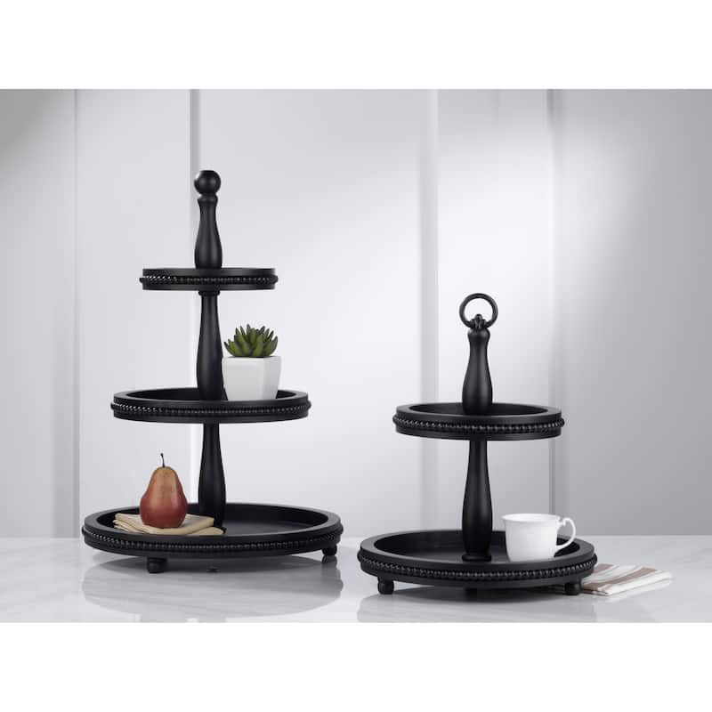 Round Tiered Wooden Beaded Stand
