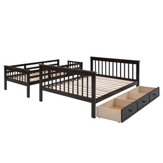 Stairway Twin-Over-Full Bunk Bed with Drawer, Storage and Guard Rail