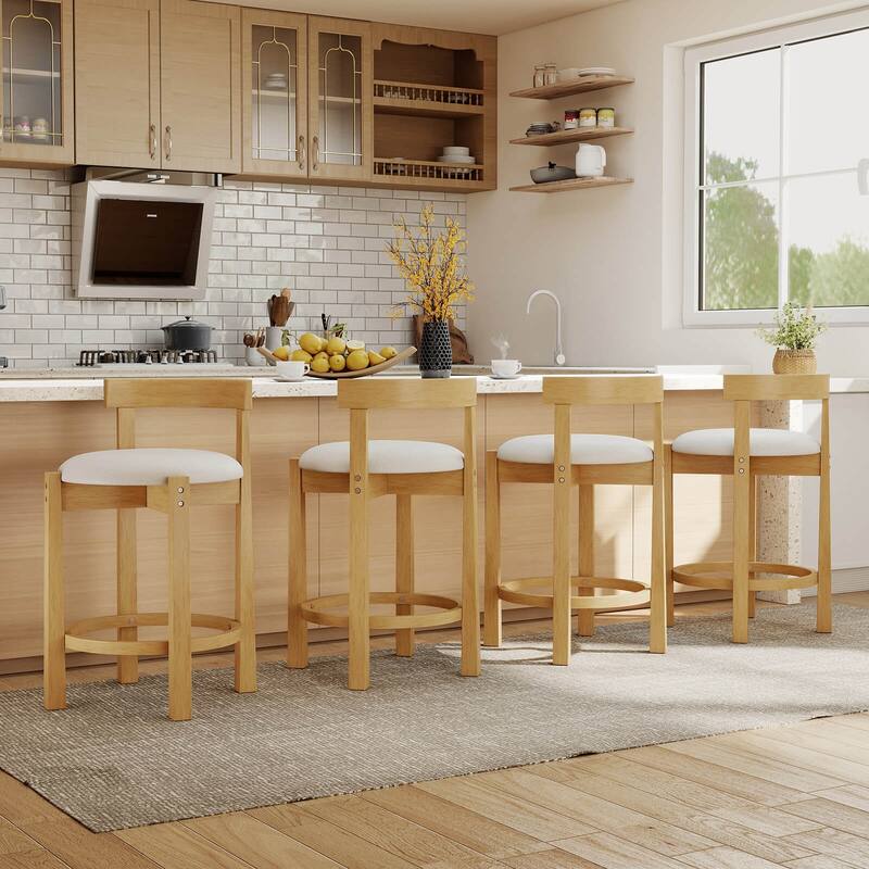 Costway 24” Counter Height Bar Stools Set of 2/4 with Backrests and