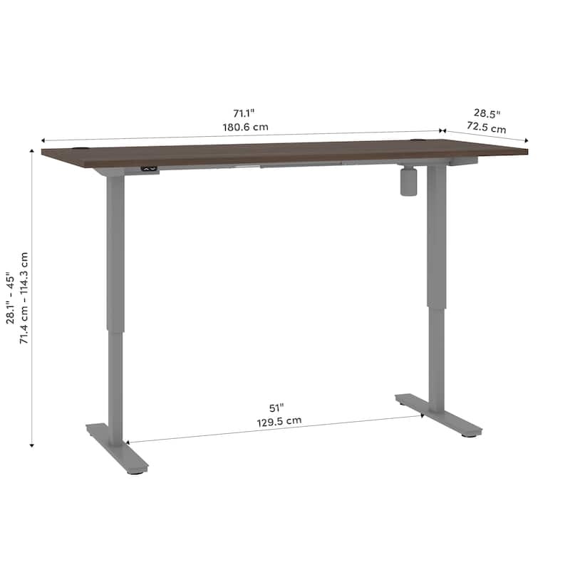 Bestar Upstand 72W x 30D Electric Height-Adjustable Standing Desk