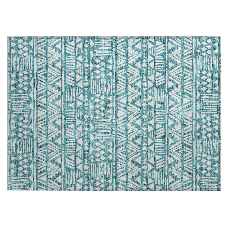 Machine Washable Indoor/ Outdoor Chantille Boho Tribal Rug