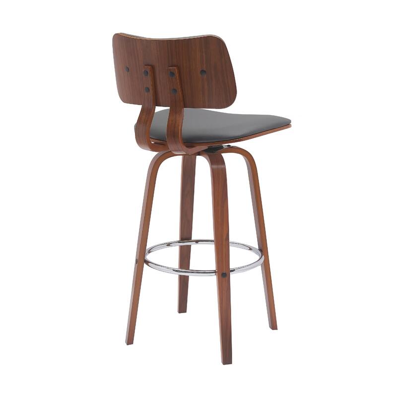 Faux Leather Armless Counter Height Bar Chair with Wood Frame, Swivel and Footrest
