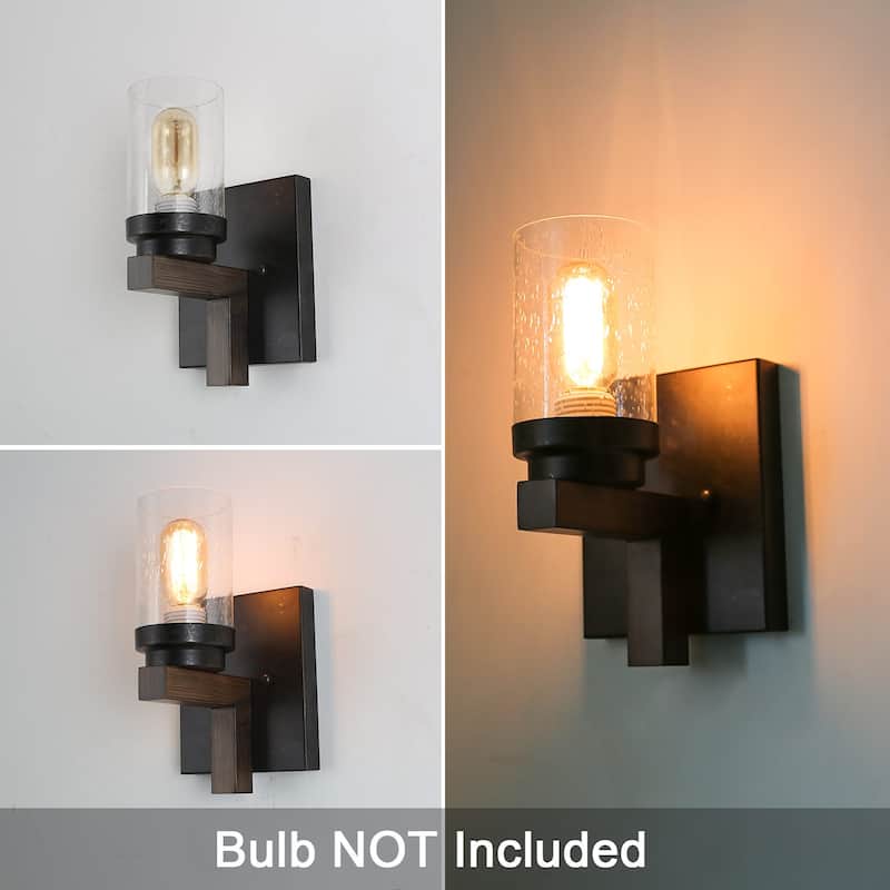 Rustic Farmhouse Wall Sconce - Seeded Glass, Wall Mount Lighting Fixture
