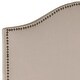 preview thumbnail 3 of 1, SAFAVIEH Terza Taupe Camelback Upholstered Headboard - Silver Nailhead (Twin)