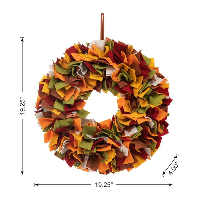 Glitzhome Fall Multi Color Felt Wreath or Garland Thanksgiving Decor