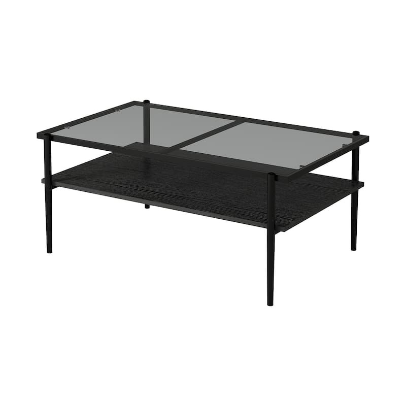 Coffee Table and End tables Set of 3, Tempered Glass Table with MDF layer, Modern Tables for Living Room , Gray Glass