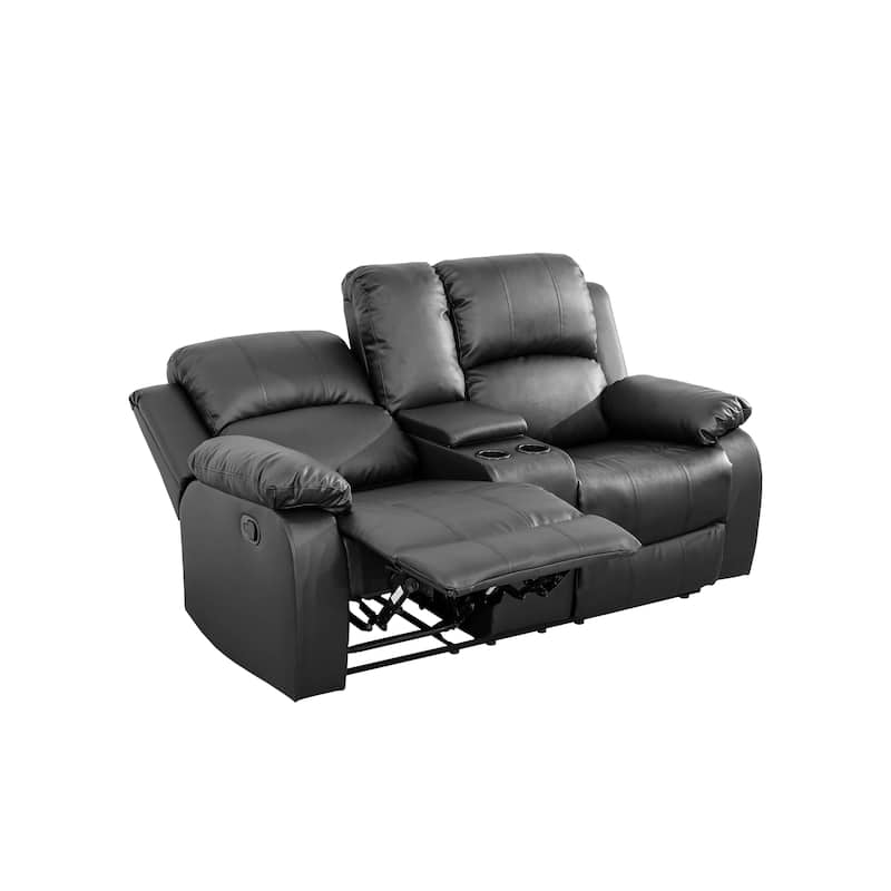 Black Semi PU And PVC 3-Piece Couch Living Room Sofa Set