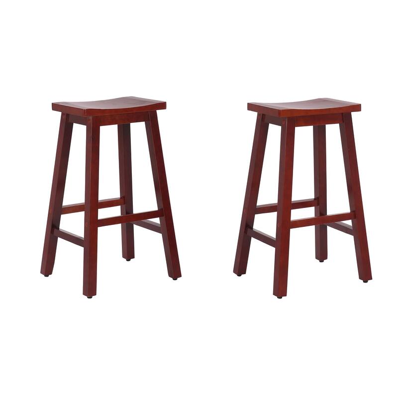 Tylor 29" Saddle Seat Solid Wood Bar Stools (Set of 2)