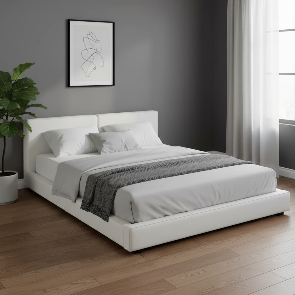 HomeRoots Beige Tufted Velvet Upholstered Queen Bed Frame