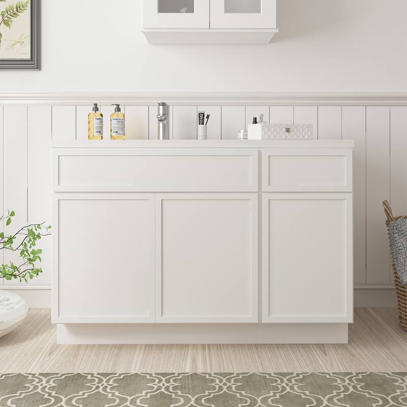 Vanity Art 45" Birch Freestanding Bathroom Vanity Cabinet without Top - White