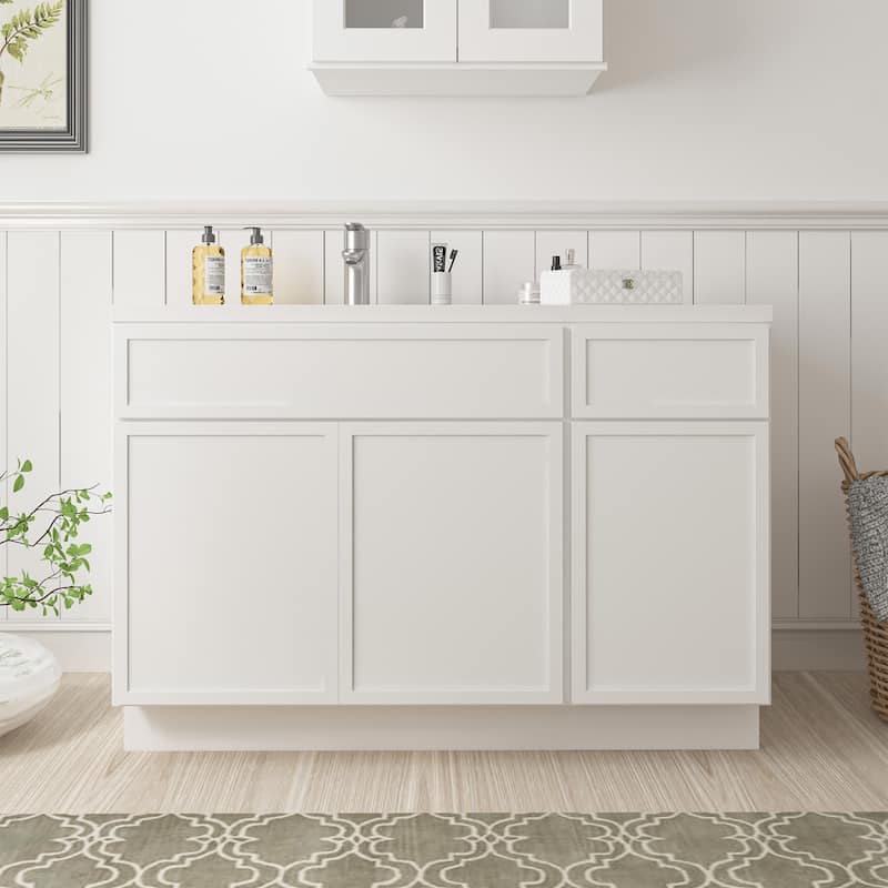 Vanity Art 48" Birch Freestanding Bathroom Vanity Cabinet without Top - White