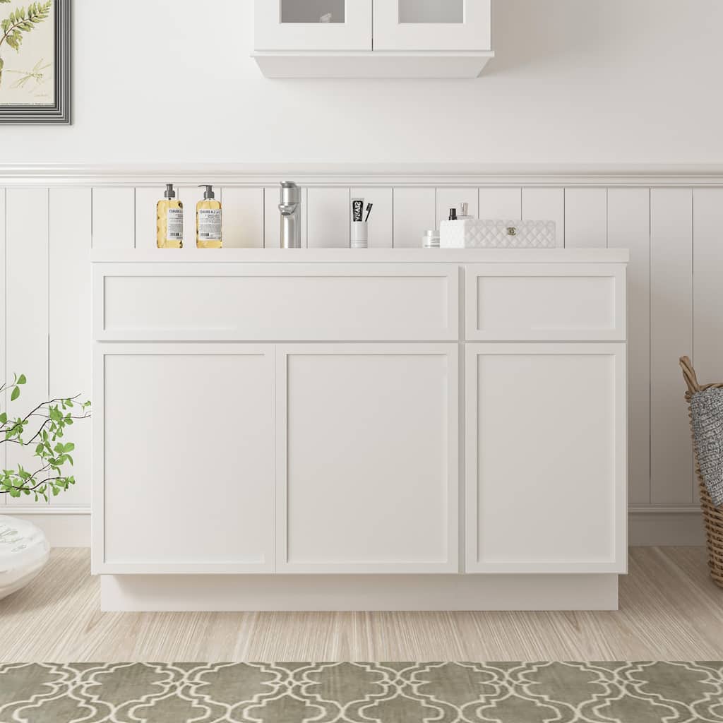 Vanity Art 51" Birch Freestanding Bathroom Vanity Cabinet without Top